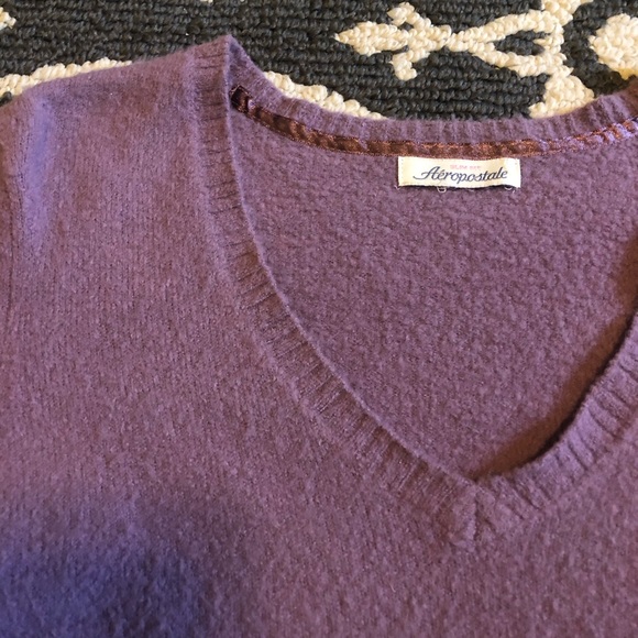 Aeropostale slim fit fuzzy purple sweater. Size M. - Picture 4 of 8